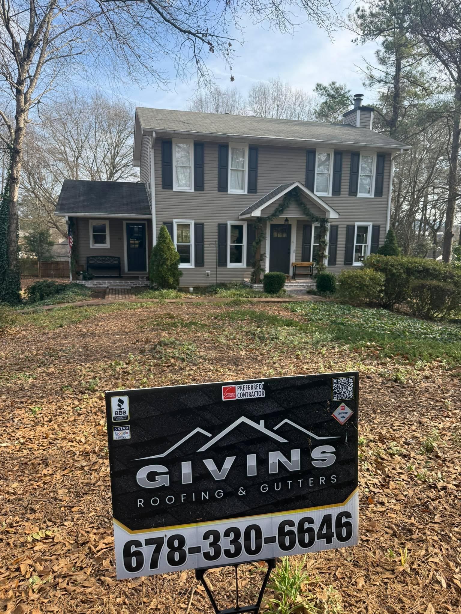  for Givins Roofing & Gutters in Cartersville, GA