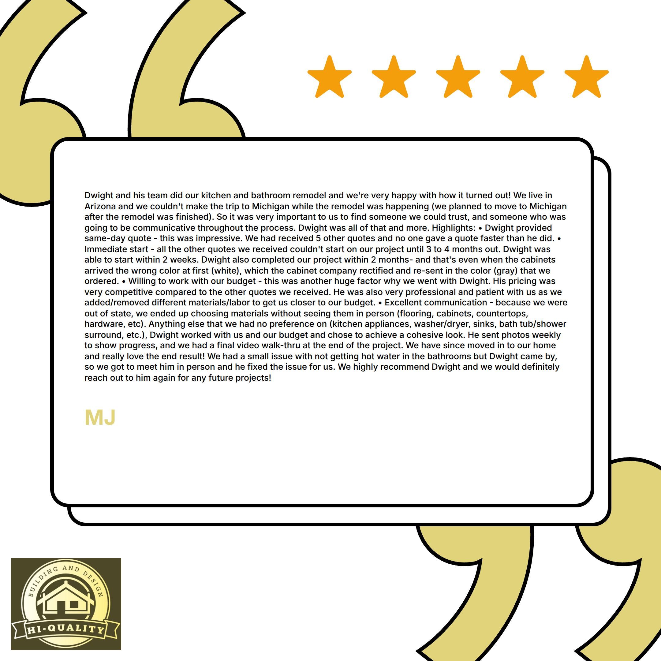  for HI-Quality Building & Design in Washtenaw County, MI