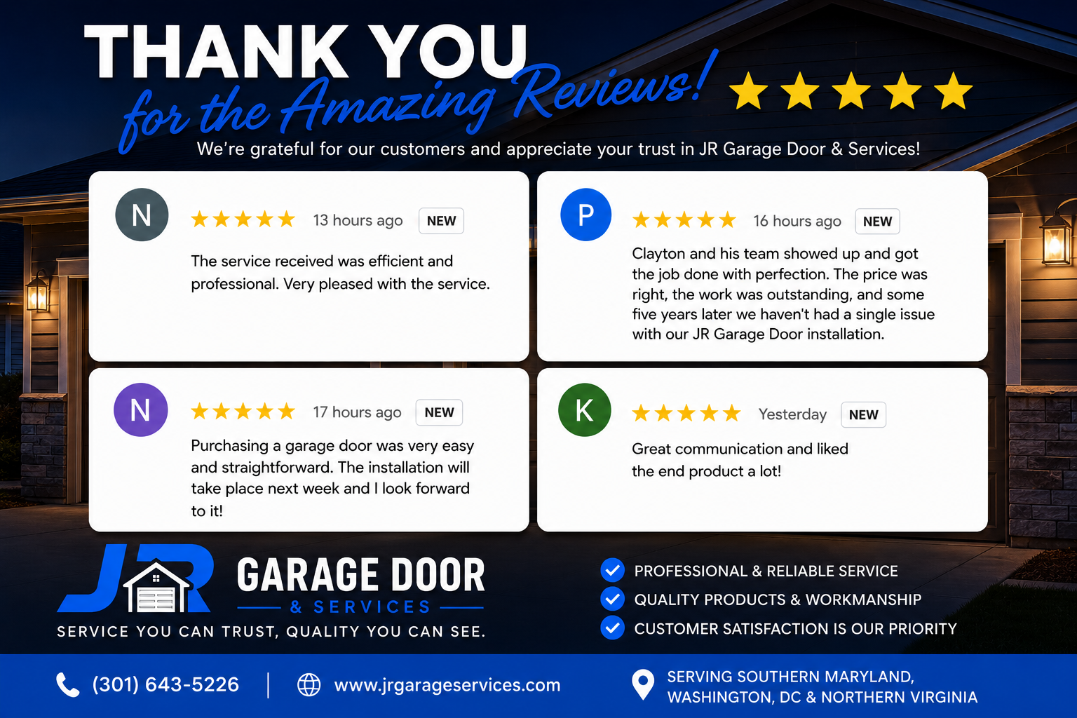  for JR Garage Door and Services in Charles County, MD