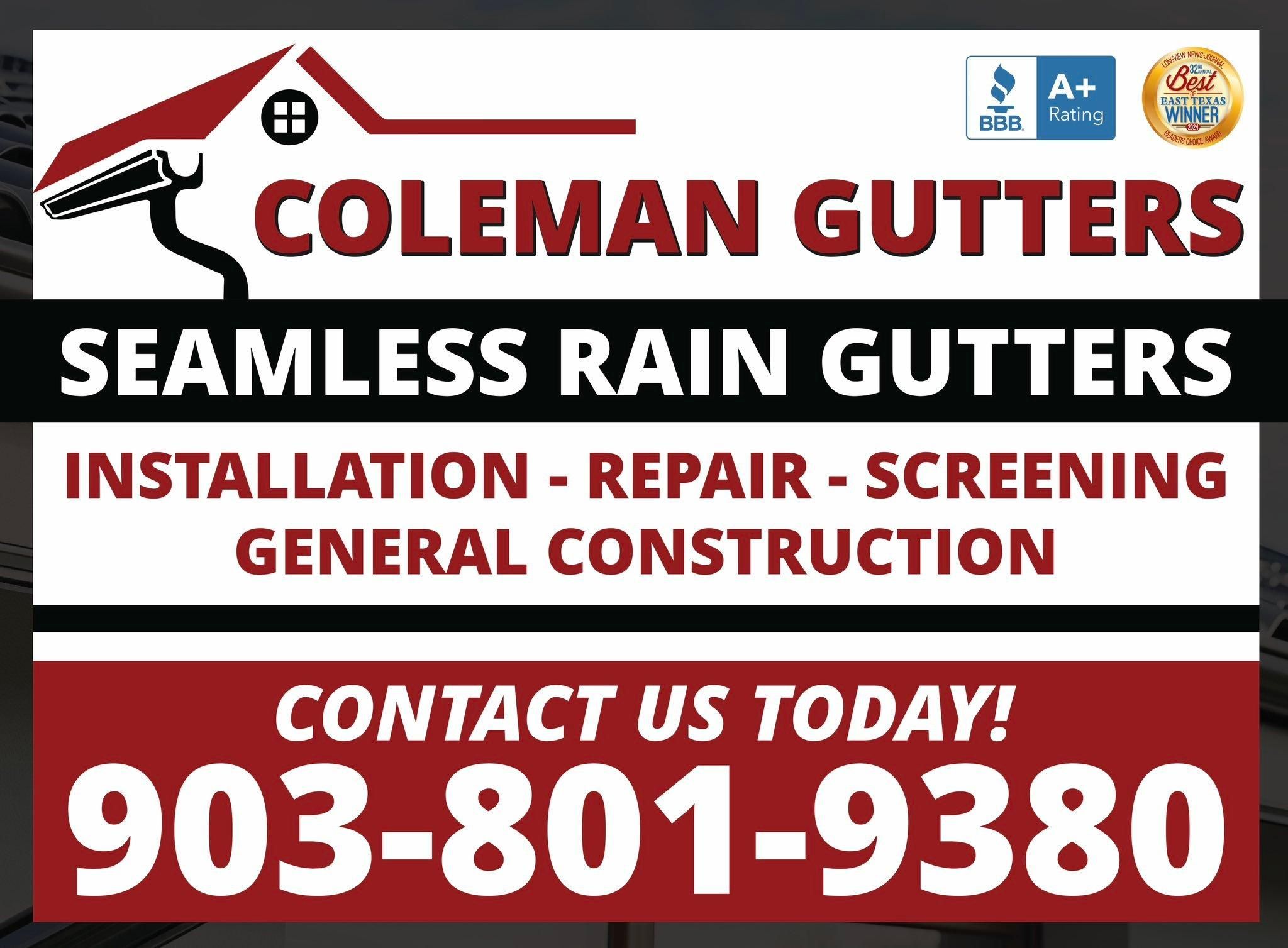  for Coleman Gutters in Gilmer, TX