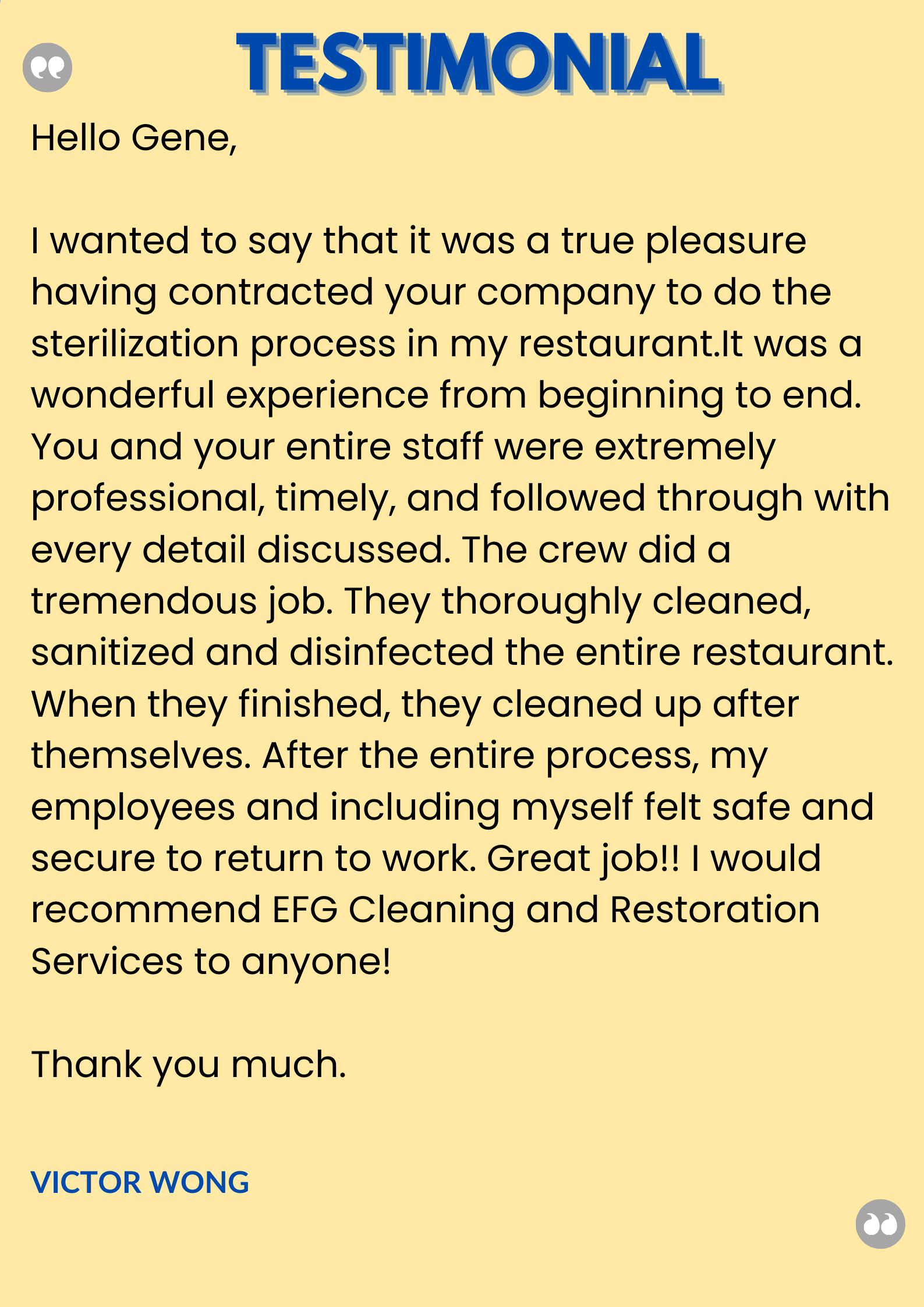  for EFG Cleaning and Restoration in Poughkeepsie, NY