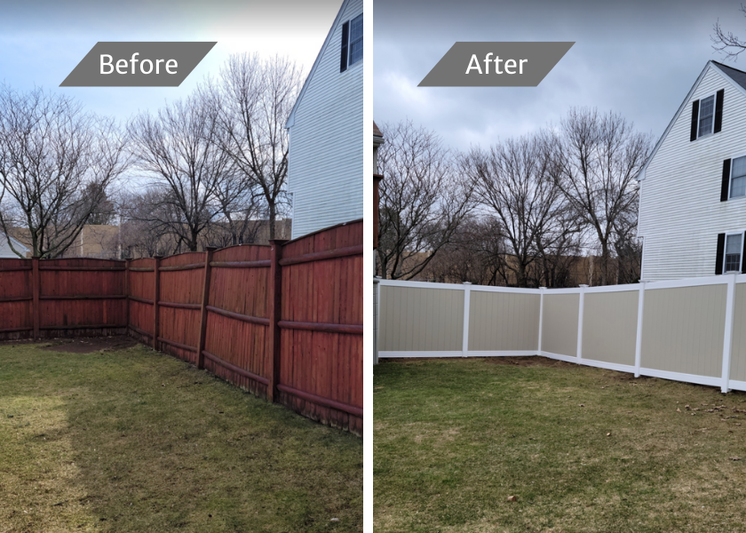 Before and After for Azorean Fence in Peabody, MA