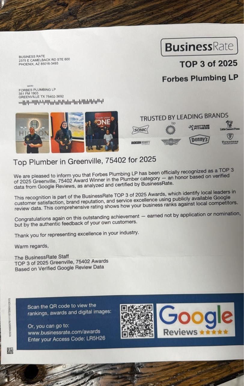 All Photos for Forbes Plumbing in Greenville, TX