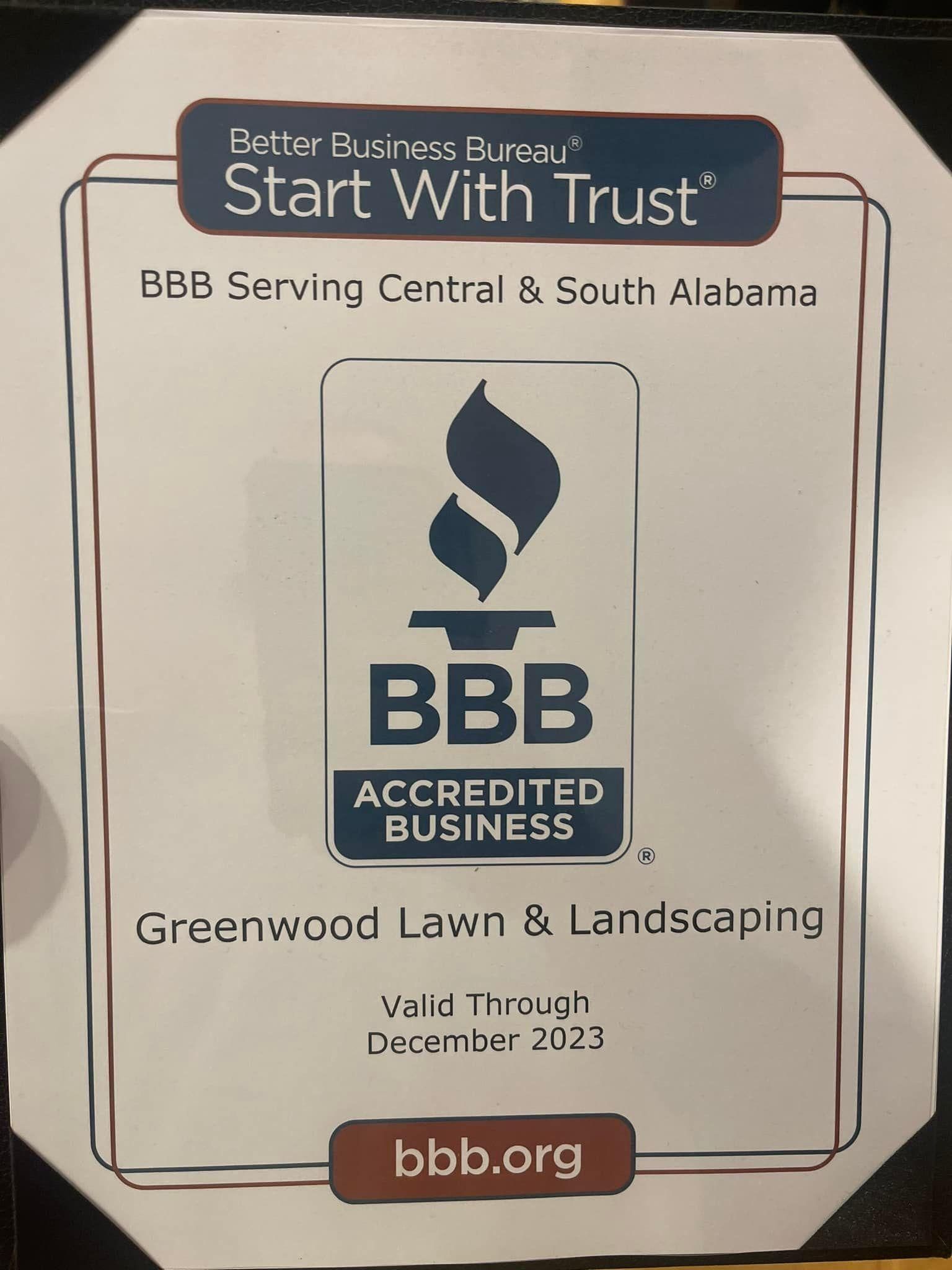  for Greenwood Lawn & Landscaping LLC in Talladega, Alabama