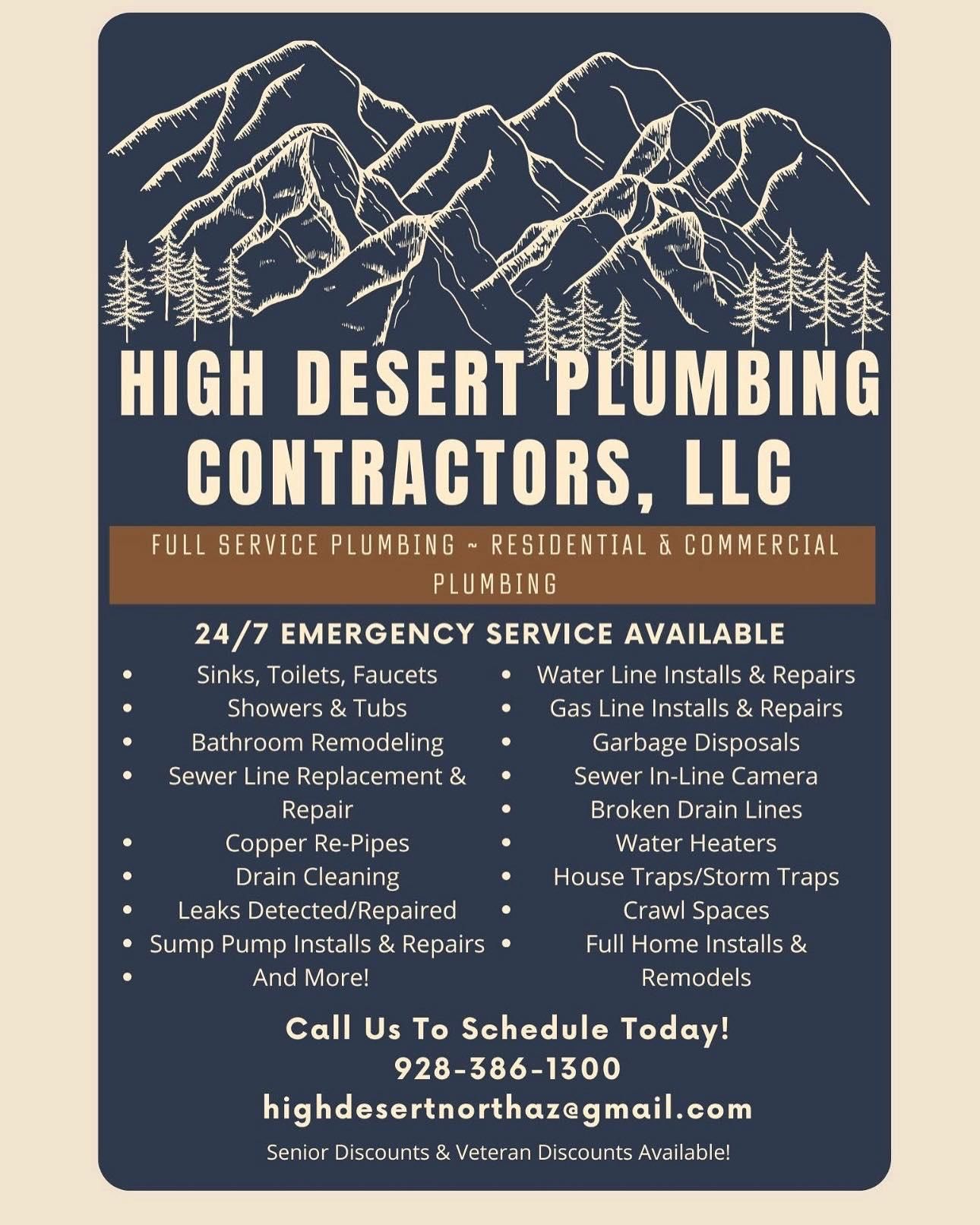 Plumbing Repairs for High Desert Plumbing Contractors LLC in Winslow, AZ
