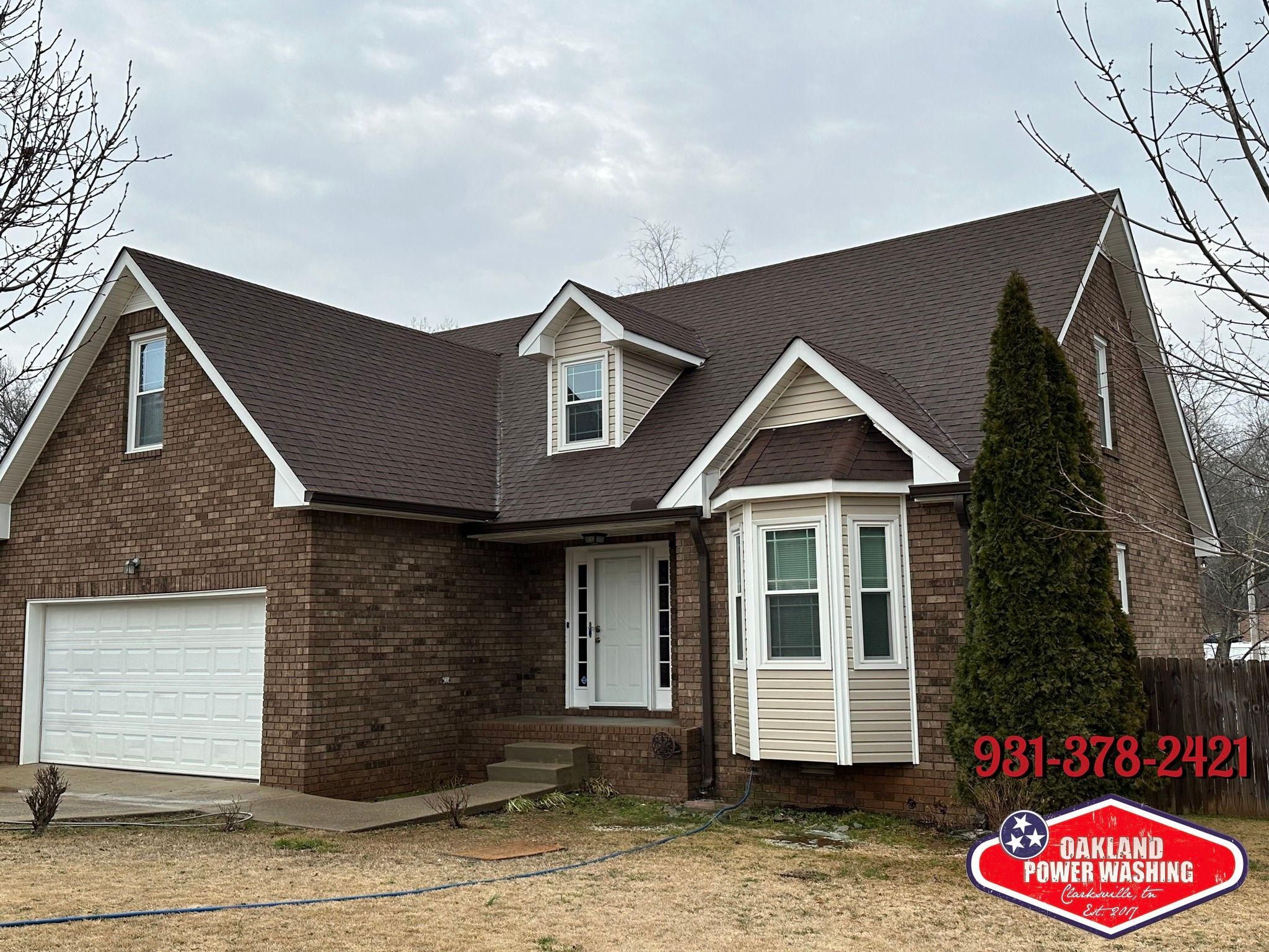 House and Roof Softwash for Oakland Power Washing in Clarksville, TN